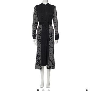 Diane Von Furstenberg Silk Black and Gray Long Dress